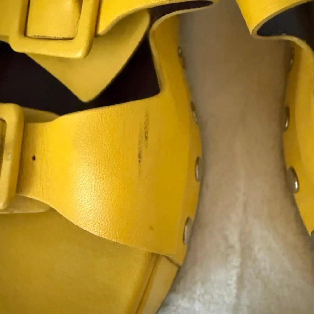 Staud Remi Platform Leather Buckle Sandals - Yellow 39 9 - Picture 8 of 10